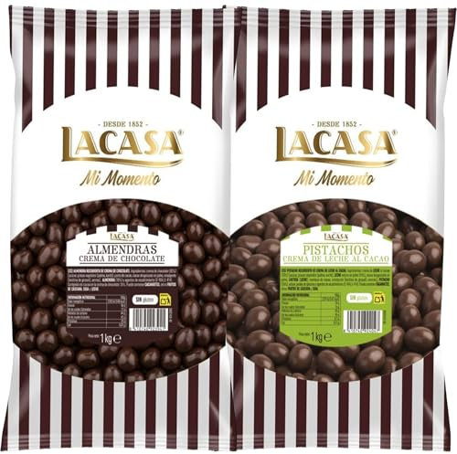 Lacasa Mi momento Pack 2 kg: deliciosas bolas de Almendra con chocolate Negro y Pistachos con chocolate Leche