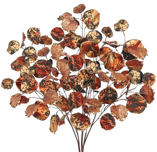 Briful Künstliche Aspen Blätter Kunstzweige – 3er Set, 76 cm Kupfer Glitzer Zweige für Herbst, Halloween & Weihnachten | Metallic Dekoäste für Vase, Tischdeko & Weihnachtsbaum