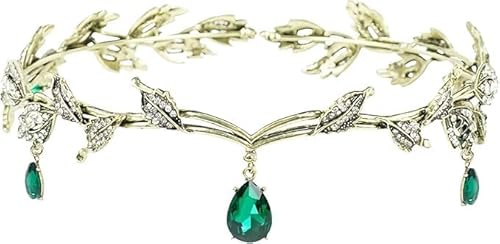 GIUSOBG Diademe Femme, Couronne Princesse avec Strass Bijoux de Tete Rétro Accessoires Medieval Femme Réglable pour Cosplay, Mariage, Fête, Festival de la Renaissance, Noël, Anniversaire