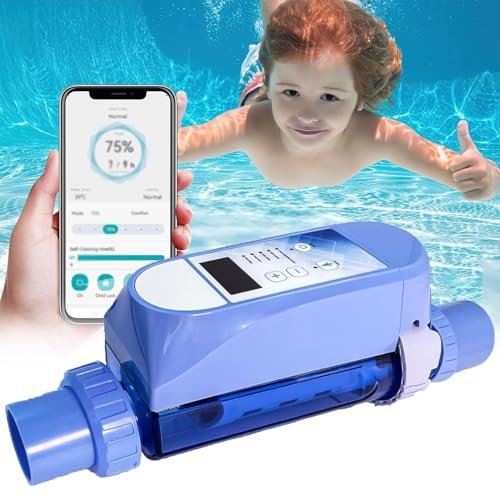 SystèMe De Chlore Au Sel Pour Piscine, Chlorateur D'Eau SaléE, GéNéRateur De Chlore D'Eau SaléE Avec ContrôLe Intelligent Par Application, Facile à Installer, Jusqu'à 22 000 Gallons,50M³/12g/h