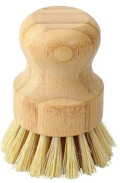 Bamboo Dish Scrub Brush Soap Dish Kitchen Wooden Dish Scrubber Cleaning Brush for Washing Dish Cast Iron Pan Pot(1Pc A)