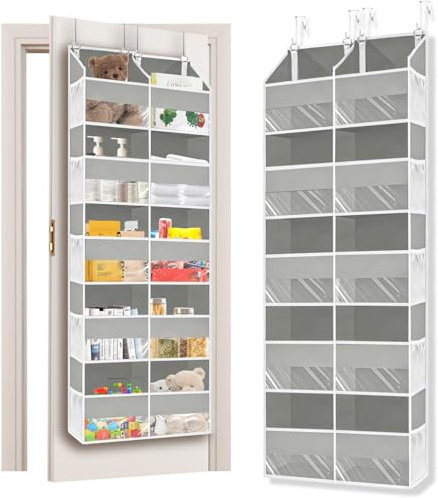 YTACREA Rangement Suspendu de Porte 1 Pièce, Rangement Porte à Suspendre avec 10 Compartiments 10 Poches en Filet, Etagere Suspendue pour Chambre, Salle de Bain, Cuisine, Van, Camping, Gris