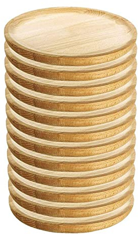 Tradineur - Pack de 12 Platos de Madera Especial para Pulpo, de 28 cm de diámetro, para el hogar o hostelería. Set de 12 recipientes para Servir Comida, para Carnes, Embutidos, quesos.