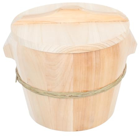 BIUDECO Barril De Arroz Al Vapor De Madera Cubo Con Tapa Para Cocinar Al Vapor Vaporera De Cocina De Madera Utensilio De Cocina Para Cocinar Arroz Al La