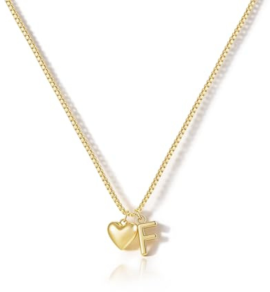 HANLI Gold Herz Buchstaben Halskette Damen Namenskette Namen Kette Mit Kleinem Herz Buchstaben Anhänger Personalisierte Initial Kette Für Damen Mädchen Beste Freundin Geschenk Schmuck
