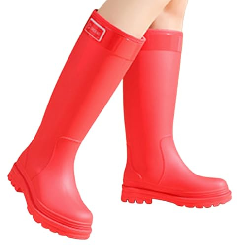 Botas de lluvia para mujer, para exteriores, informales, cómodas, de goma, con tacón bajo, para senderismo, camping, uso diario