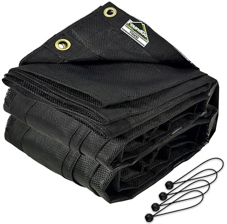 FoundGo 8' x 16' Dump Trailer Tarp [18oz] Heavy Duty Dump Truck Mesh Tarp with Grommets Vinyl Coated Waterproof Truck Cover with Double Pocket incl. 4X Elastic Rope