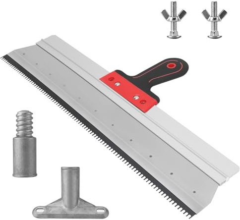 BUERPINKING Stehrakel für Ausgleichsmasse - Flächenspachtel 560MM mit Edelstahl Zahnklinge, Zahnrakel mit Softgriff, Stielhalterung - Großflächenrakel für Bodenbeschichtung