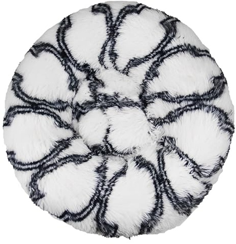 Hixingo Runder Hundebett Grosse Hunde, Elegante Muster rutschfest MittelgroBe Katzenbett, Hundekissen Waschbar, Flauschige Hundematte, Weiche Polsterung für Balkon Wohnzimmer (Schwarz,80cm)