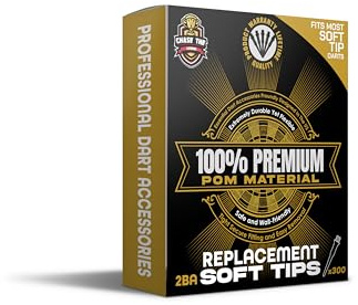 KOOWOD Soft Dart Tips Set - 2BA Thread Darts Replacement Points Accessories - Unique Premium POM Material (Black, 300 Pack)
