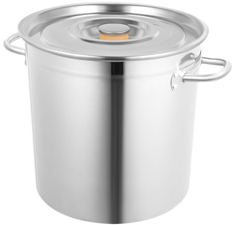 DunleyMin 35L Stainless Steel Stock Pot Catering Cooking Pot with Lid, Multi-Functional Large Induction Cookware Soup Pot for Households Restaurants, Silver