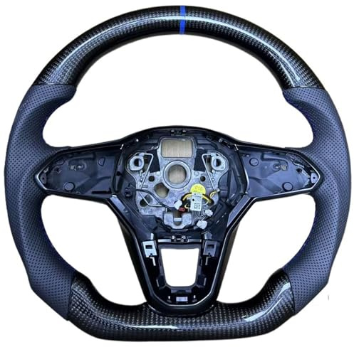 Autolenkräder kompatibel mit VW Golf MK8 für GTI R Carbonfaser-Lenkrad-Baugruppe, individuell gestaltetes Rennsportlenkrad (Größe 2/Blau)