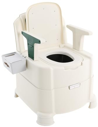 BRRIDE Tragbare Toilette mit Sensory Light, Toilettenstuhl Nachtstuhl mit 2 Eimer, Rückenlehne, Abnehmbaren Armlehnen und Tissue-Box, Toilettenhilfe WC Stuhl für Schwangere Senioren Behinderte (Grün)