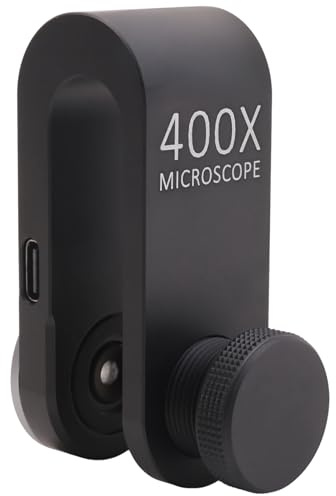 Buhdjfnke Microscopio para Teléfono Móvil de 400 Aumentos con Lupa de Identificación Iluminante, Minimicroscopio Electrónico Externo de Alta Definición para Teléfonos Inteligentes.