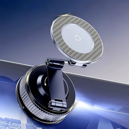 GEYUTHS Magnetic Car Phone Holder Suction Cup Mount Dual-Foldable for Tesla | 360° Adjustable Dual-Foldable. Zinc-Alloy Build. Strong Magnetic. for iPhone 17 Pro Max, 16, 15, 14, Plus & All MagSafe