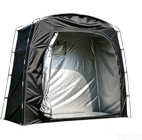 Cobertizo Exterior Carpa Garaje PortáTil Armario Exterior | Tela Oxford 210d Impermeable, Ventana de VentilacióN Trasera y Bolsillo Interior, DiseñO Plegable(Black)
