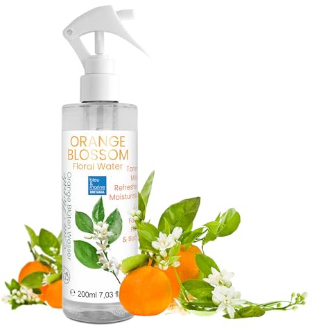 Bleu & Marine Bretania - Hydrolat Eau Florale d'Oranger 200ml | Nettoyant Apaisant | Anti-Taches, Anti-Rides | Lotion Tonique Naturelle | Eclaircissant Teint, 200ml Spray