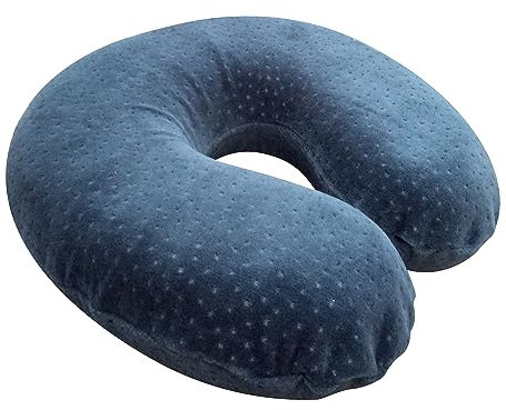 Pikolin Home - Almohada de Viaje para Cuello Viscoelástica, Transpirable y Suave con Funda Lavable, Firmeza Media/Baja, Color Azul
