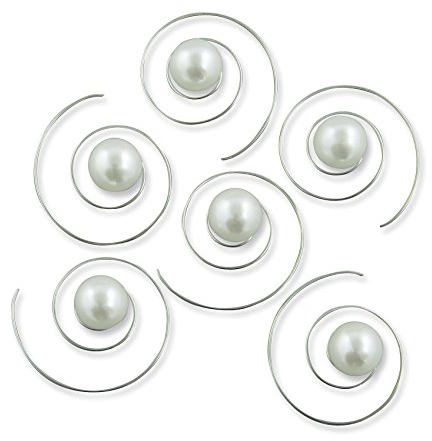 Rivelle Damen Curlies Perlen 8 mm weiß 12 Stück Haarspiralen Haarschmuck Hochzeit Brautschmuck