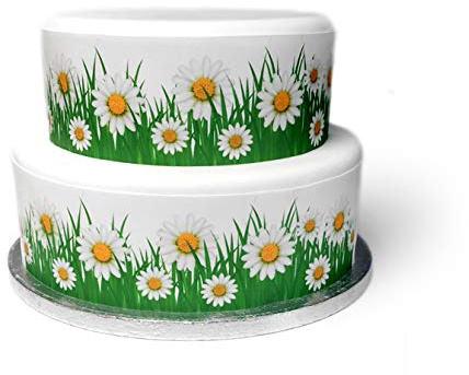 Edible Decor Sheet Pretty Daisy Flower Spring Easter Border Ribbon - Perfect for Decorating Larger Cakes- Easy to Use