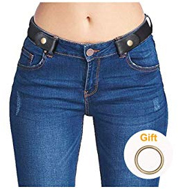 SUOSDEY No Buckle Elastic Stretch Belts for Men and Women Black, Invisible Belts for Jeans Pants, Size S