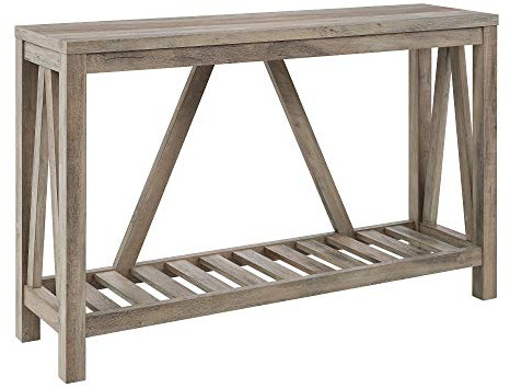 Walker Edison Modern Farmhouse Accent Entryway Table Entry Table Living Room End Table, 52 Inch, Grey Wash