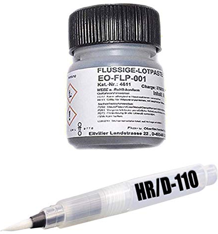 Profi-Lötset (EO-FLP-001 -Flüssige No Clean Lotpaste für die Elektronik, 50 g, SnAg3Cu0,5 (T4) + Compact-Flux-Pen HR/D-110, 3 ml (No-clean Elektronik-Flussmittel, 5,8% Feststoff)