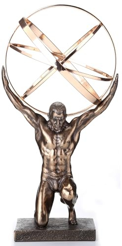 Veronese Design 9 Inch Atlas Carrying Celestial Sphere Statue Cold Cast Resin Antique Bronze Finish