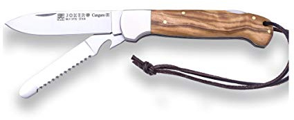 Joker Mehrzweck-Taschenmesser Canguro III NO136, MOVA 8 cm Edelstahlklinge, mit Säge- und Flaschenöffner, Olivenholzgriff, Angelgerät, Jagd, Camping und Wandern.