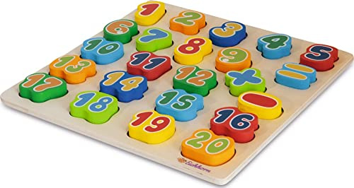 Eichhorn 100003452 23, spielerisch den Umgang mit Zahlen erlernen, aus Holz, inkl. Brett 30 x 30 cm, Lern und Motorikspielzeug, ab 2 Jahren
