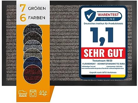 Floordirekt Schmutzfangmatte Dura | Robust & Strapazierfähig | In vielen Größen und Farben | rutschfeste Sauberlaufmatte für Innen und Außen (Beige, 50 x 80 cm)