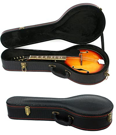 Mandoline Hartschalenkoffer, A-Stil Mandolinenkoffer, Krokodilmuster Leder Ausbuchtung Oberfläche mit Plüsch-Innenseite Holzkoffer (schwarz)