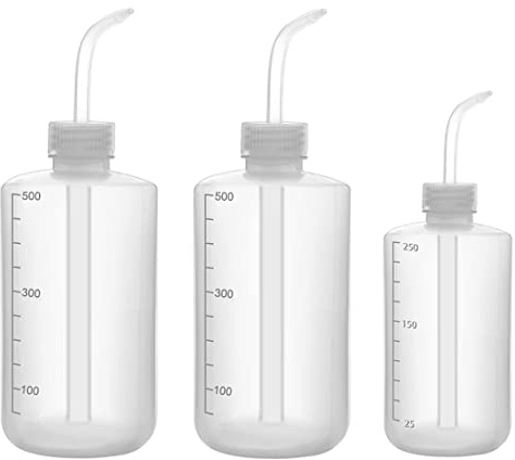 JESSTOLO 3 Pezzi 500ml/250 ml Bottiglie di Plastica da Spremere | Bottiglie di Spruzzetta Traslucida in LDPE con Bocca Stretta per Giardinaggio/Innaffiare Piante/Laboratorio/Oli/Liquidi