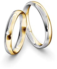 JC Trauringe Gold 333 Gold Paarpreis Poliert I Partnerringe Bicolor mit Gravur in edler Schatulle I 2 Hochzeitsringe Herrenring ohne & Damenring mit Zirkoniasteine I ICT58