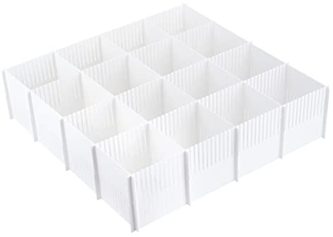 Schubladeneinteiler für Zuhause 10 Stück aus Kunststoff, Weiß | Freie Kombination, Ordentliche Fächer, Separates Sortieren, 38x11cm, für Zuhause und Handtücher