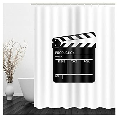 Aotiwe Duschvorhang Groß, Duschvorhang Über Eck Klappbrett Schwarz Weiss 90X180cm für Badezimmer mit Duschvorhangringen