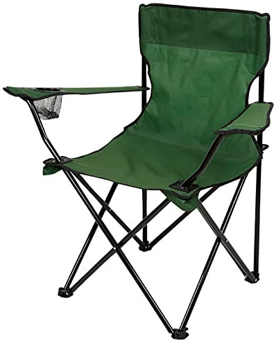 CUTTE Klappbarer Strandstuhl Im Freien, Tragbarer Camping-Angelstuhl, Bequemer Freizeithocker mit Rückenlehne und Armlehne,Green