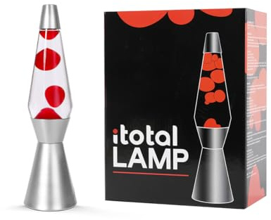 I-TOTAL® Farbige Lava-Lampe Spaceship – Hypnotischer Blaseneffekt, Flüssiges Wachs, Entspannendes Licht, Dekorative Lampe Zuhause Büro (SILBERFARBENEM SOCKEL DURCHSICHTIGER FLUSSIGKEIT ROTES WACHS)