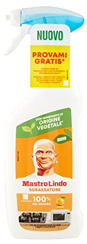 Mastro Lindo Detersivo Sgrassatore Spray Cucina, 1 Confezione (500ml), Fragranza Agrumi, Rimuove Fino al 100% di Sporco e Bruciato, Zero Graffi, Ingredienti di Origine Vegetale