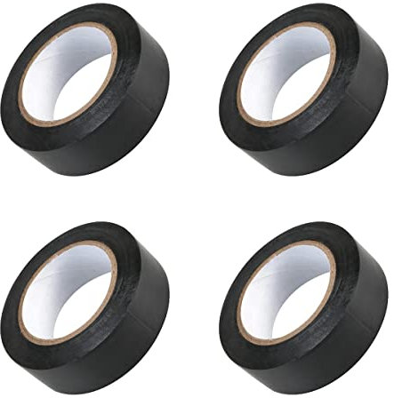 LEDLUX 4 rollos de cinta aislante eléctrica de PVC,18 mm x 20 m (negro)