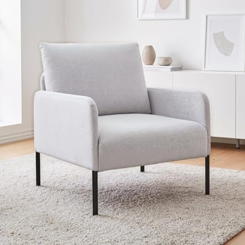 chairus Sofa 1 sitzer Leinen Einzelsofa mit Armlehnen Ohrensessel Beige | Sessel Wohnzimmer Gepolsterter, Moderner Loungesessel mit Metallbeine, Relaxsessel，Lesesessel für Büro Schlafzimmer