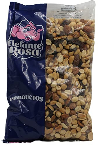 Mezcla Premium de Coctel Frutos Secos Naturales Bolsa 1 Kg El Elefante Rosa - Almendras, Anacardos, Nueces, Pasas y Más - Variedad de Texturas y Sabores para un Snack Saludable y Delicioso