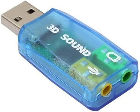 Externe 5.1 USB Stereo Soundkarte USB 2.0 auf 3D Audio Soundkarte Adapter Virtual 5.1 Kanal für Windows und Mac, PC, Notebook mit 3,5 mm Kopfhörer und Mikrofon