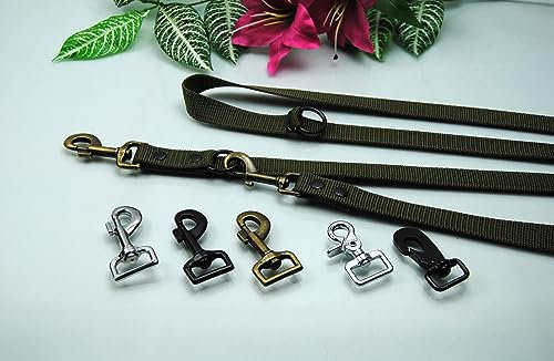 Extra Lange und breite Leine Nylon 4-Fach verstellbar Oliv 3m x 25mm Führleine (Karabiner: Silber)