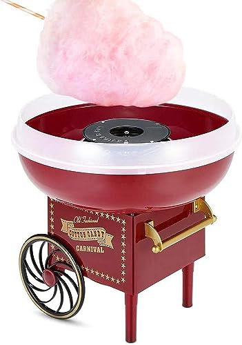 CUSMA Máquina De Algodón De Azúcar, Máquina Eléctrica para Hacer Algodón De Azúcar, para Azúcar O Caramelos Duros, para Fiesta De Cumpleaños Familiar,Rojo