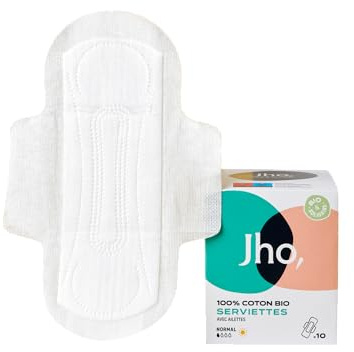 Jho - Servilletas sanitarias de algodón 100% orgánico (Toalla-normal-día-jho, 10)