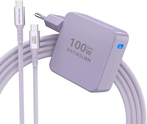 ANTWELON 100W USB C Chargeur GAN Ordinateur Portable Type C pour MacBook Pro 16 15 14 Zoll, MacBook Air, iPad Pro, Galaxy S24 S23, Dell XPS, HP, Lenovo Thinkpad Yoga, Tablet