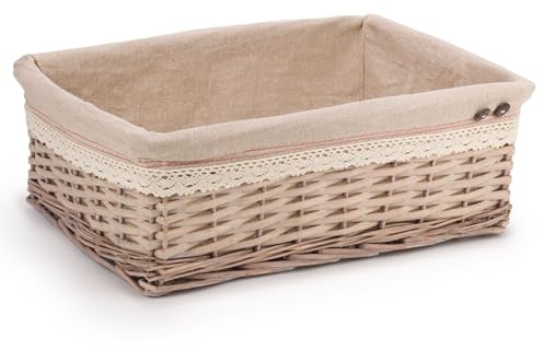 Woodluv Storage Baskets, Storage baskets for shelves woven, Storage Boxes Large, Wicker Storage Organiser Basket, 45 x 32 x 16 (H) cm