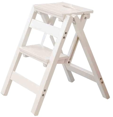 Folding chair Silla escalera creativa Silla escalera plegable multifuncional Silla escalera ascendente de interior Taburete escalera de dos peldaños de madera maciza Taburete escalera multiusos de int
