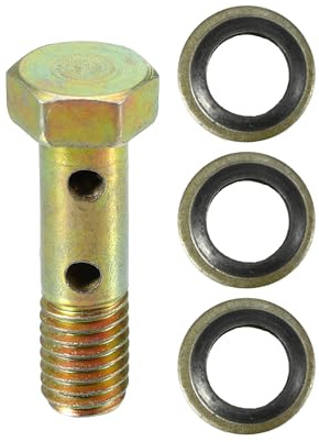 VekAuto Kit Boulon Double Banjo Bronze 1pc Pour Voiture Moto Adaptateur | Métal, M8x1.25, Longueur 32mm, 6 trous, Installation facile, Durable, Remplacement direct, Universel